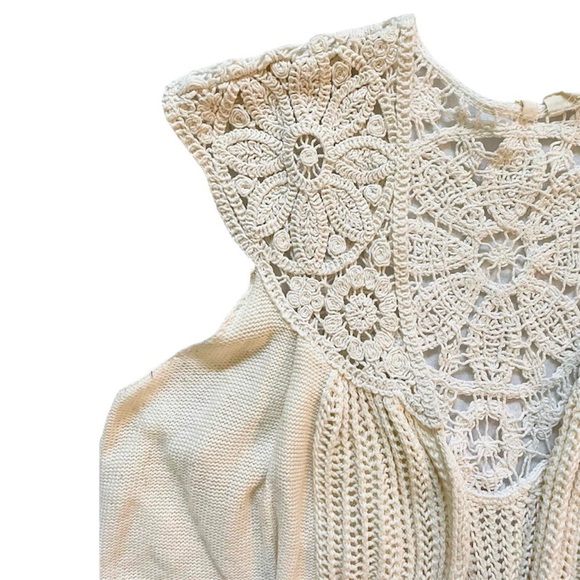 Ivory open front sleeveless knit cardigan size large - Picture 3 of 5